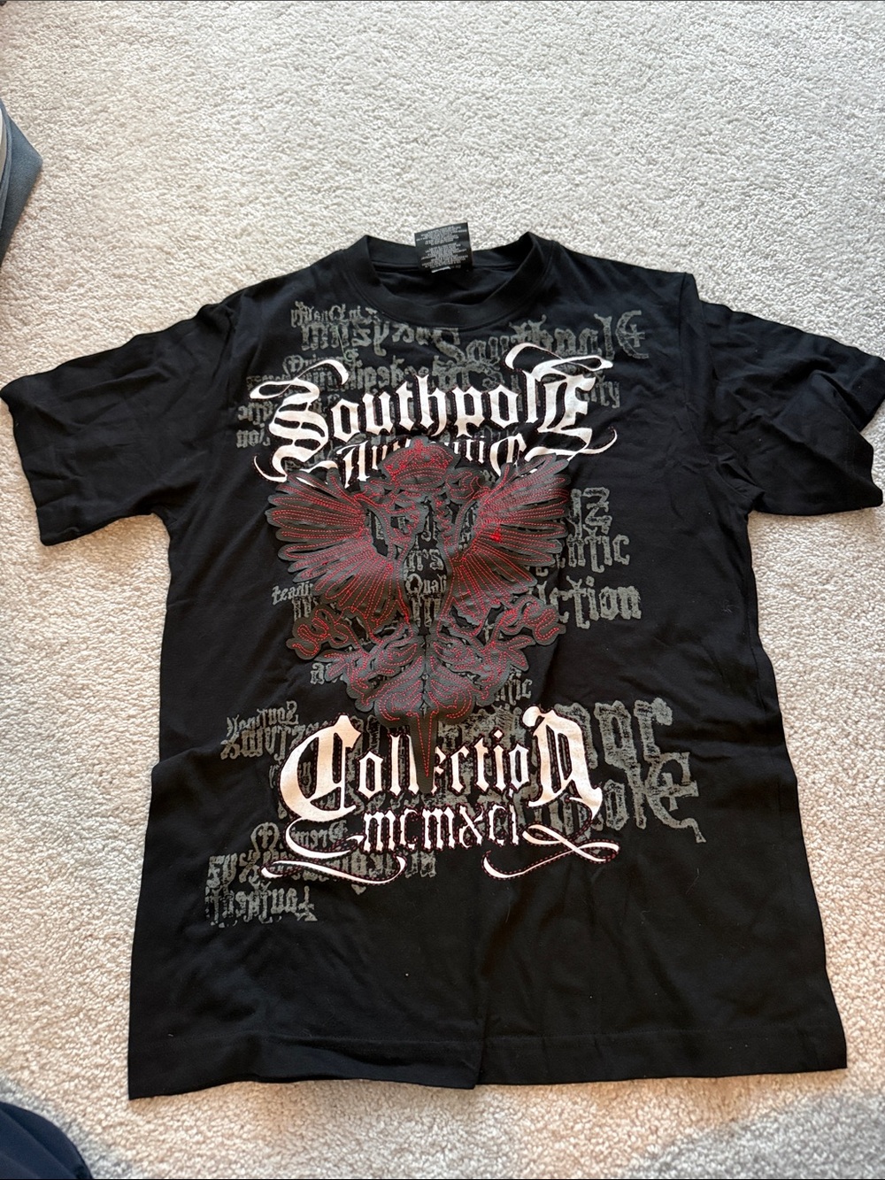 South Pole Black Graphic Tee with Red Accent